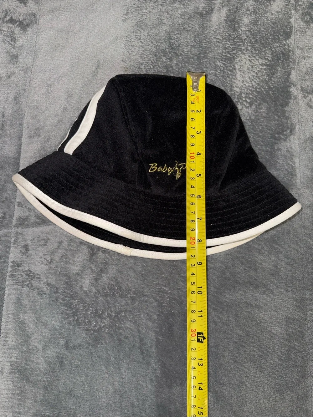 Baby Phat Black and White Bucket Hat with Gold Embroidery